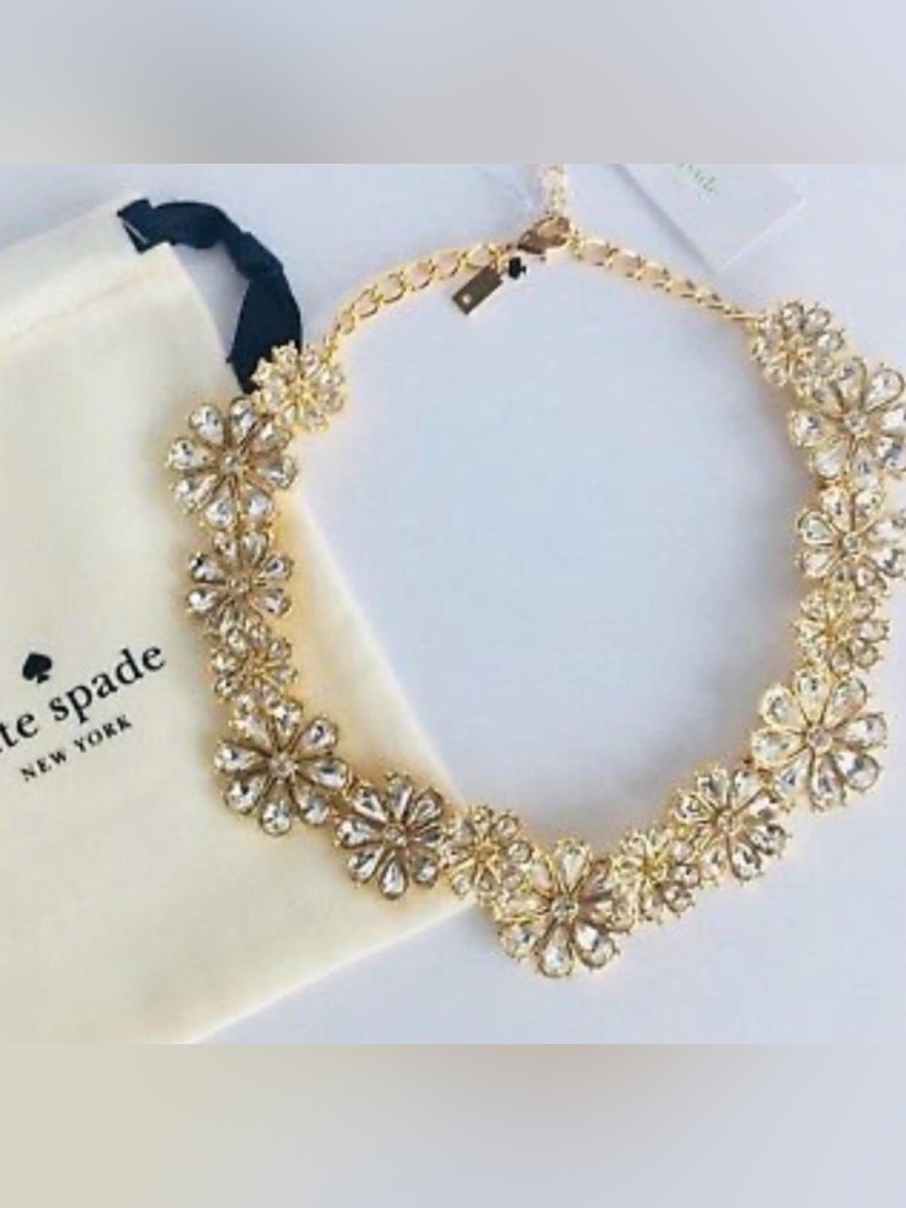 Kate Spade Gold Floral Crystal Collar Necklace